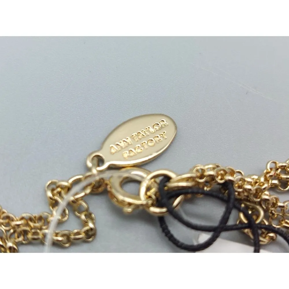 New Ann Taylor Collar Necklace Gold Tone Crystals Stations Bib Collar 20" NWT - Image 8