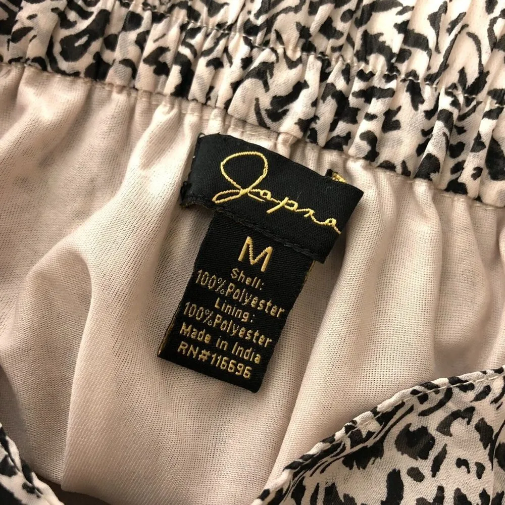 Japna Maxi Skirt Pleated Pull On Leopard Print Black White Size M - Image 3