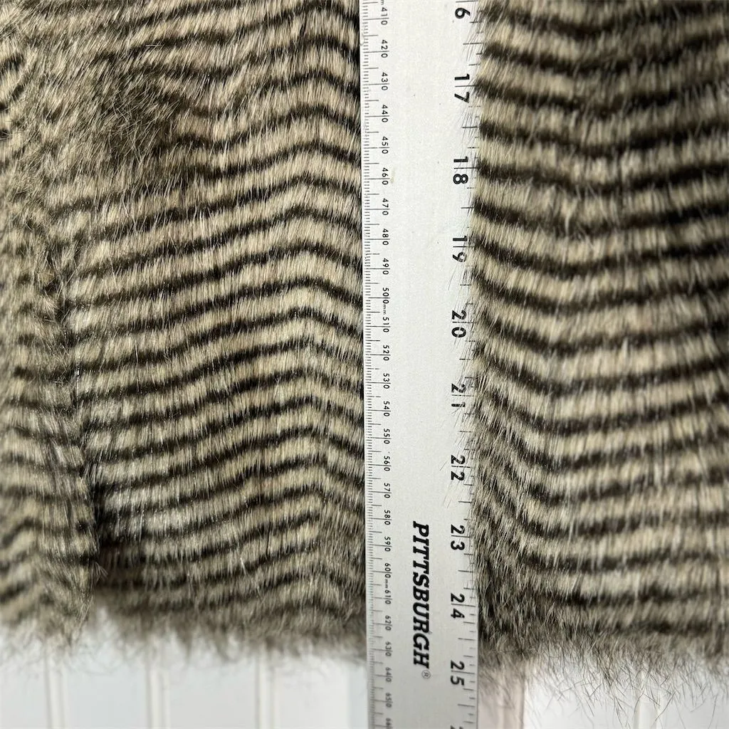 Jack by BB Dakota Faux Fur Vest M Brown Black Striped Boho Glam Penny Lane NWT Size M - Image 6