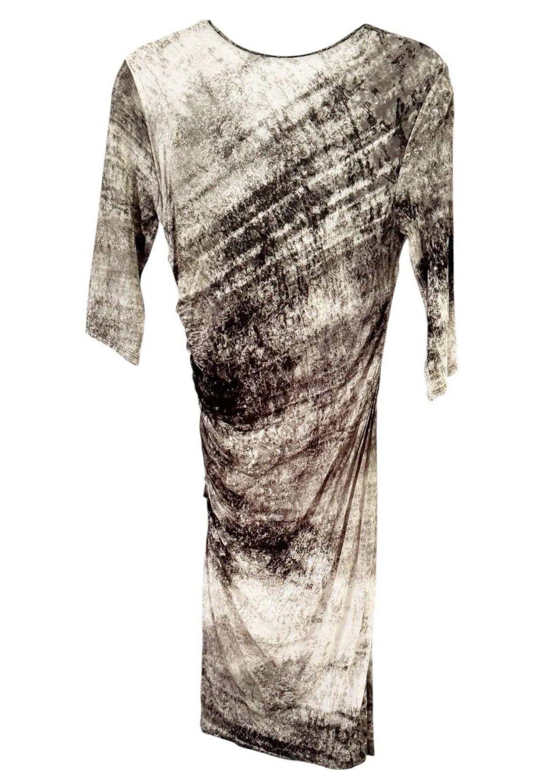 Helmut Lang Nova Ruched Jersey Dress Size Small Pullover Slimming 3/4 Sleeve USA - Image 4