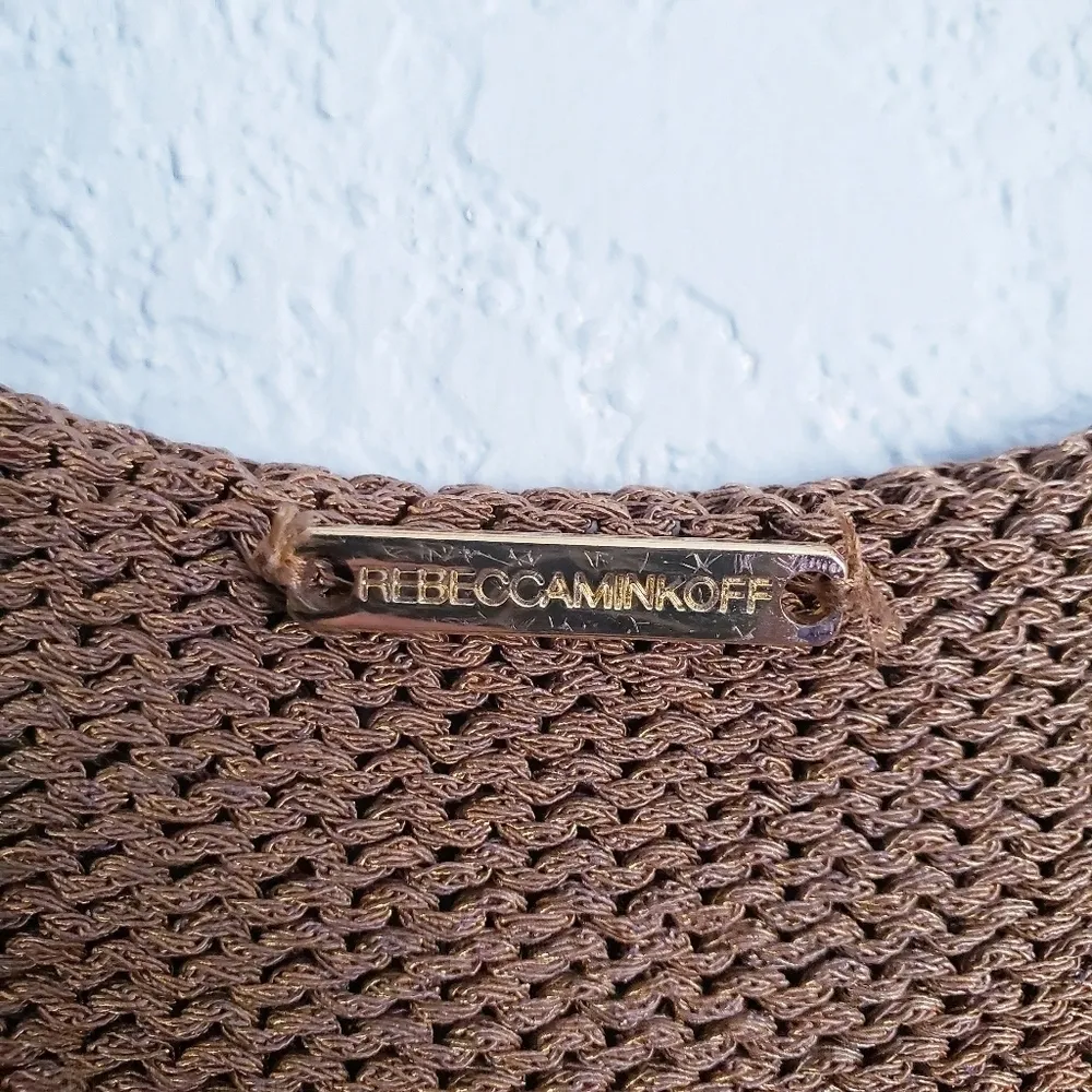 Rebecca Minkoff Shredded Back Bronze Knit V-neck Sweater - Image 3