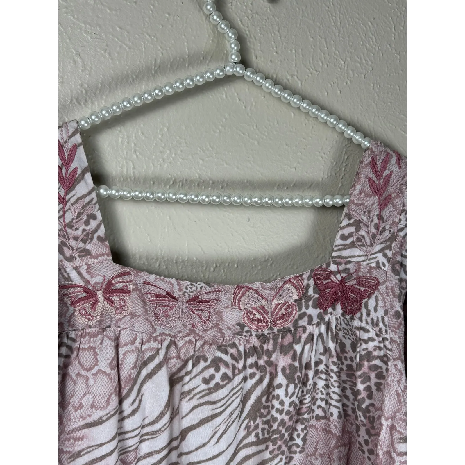 Johnny Was Jayla Square Neck Park Dress Size XL Pink Animal Print Embroidered - Image 11