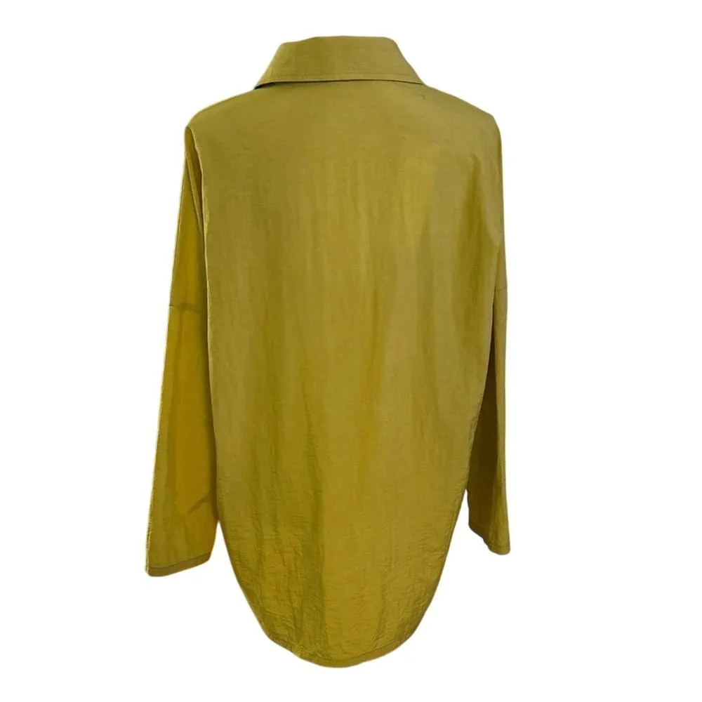 Chalet Size S Button Front Tunic Top Lagenlook Chartreuse Oversized Green - Image 2