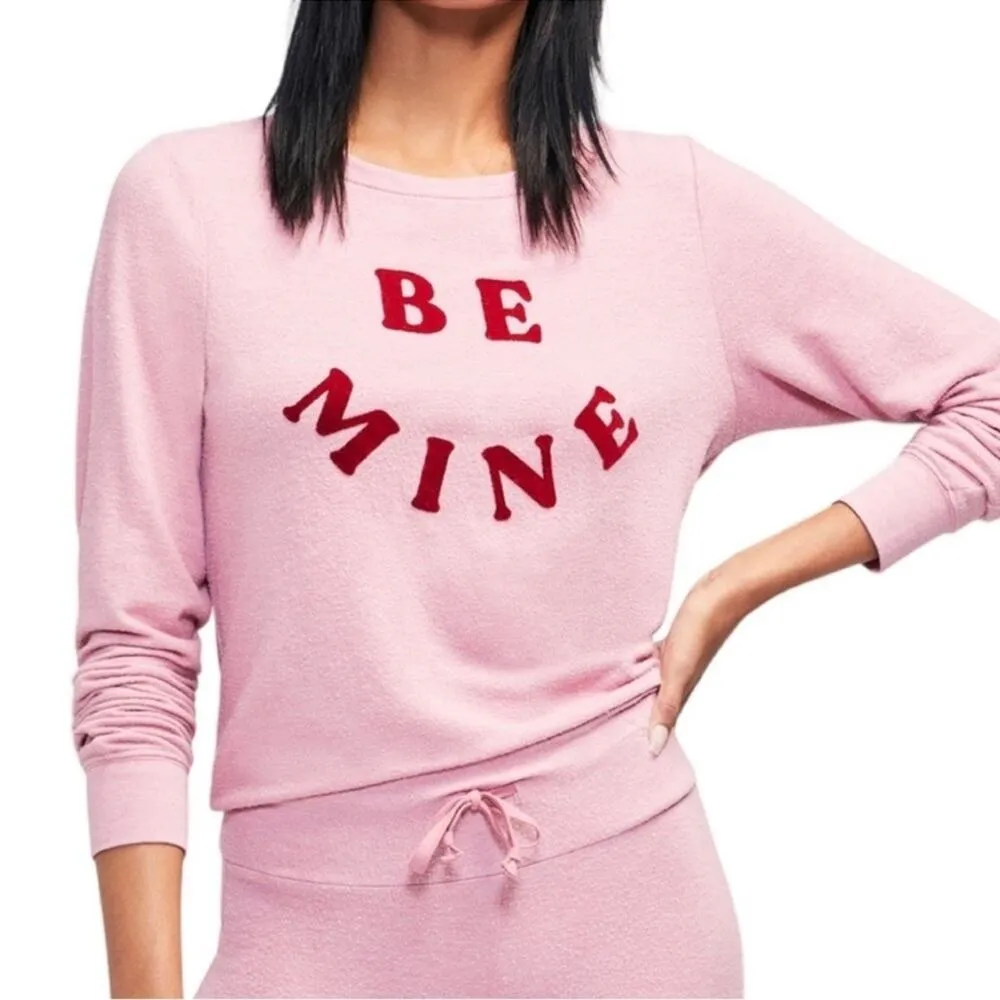 Wildfox Women’s Be Mine Pink Velvet Velour Baggy Beach Jumper Pullover Sweater L - Image 10