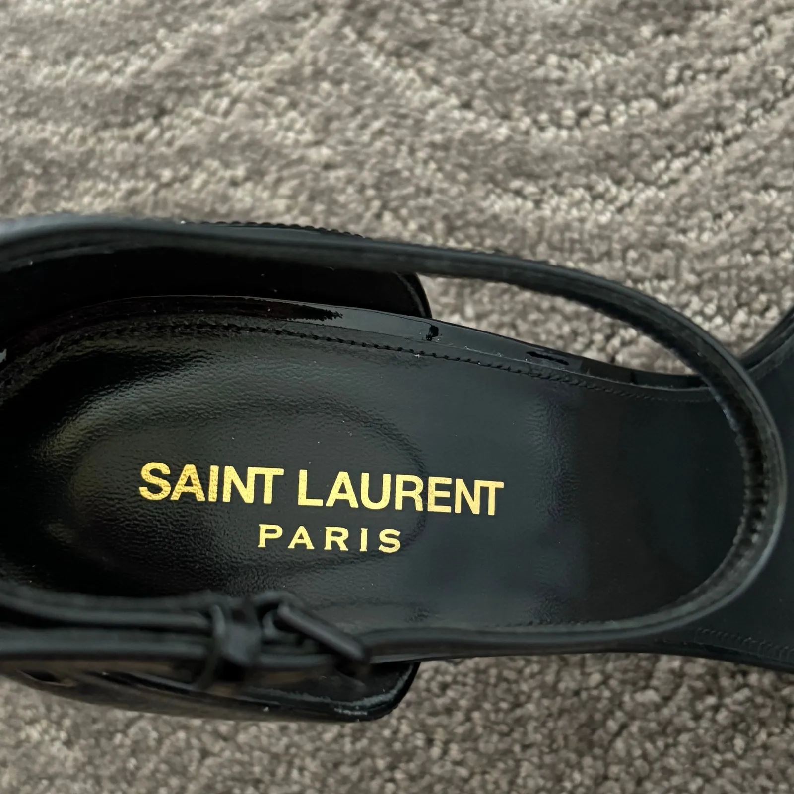 Saint Laurent Opyum YSL High Heel Patent Leather Sandal Pumps Black Size EU 40.5 - Image 12