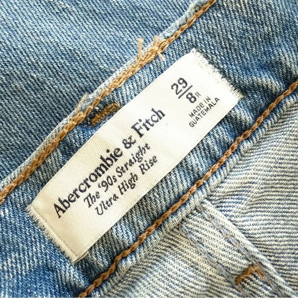 Abercrombie & Fitch The 90s Straight Ultra High Rise Distressed Jeans Blue Sz 29 - Image 8