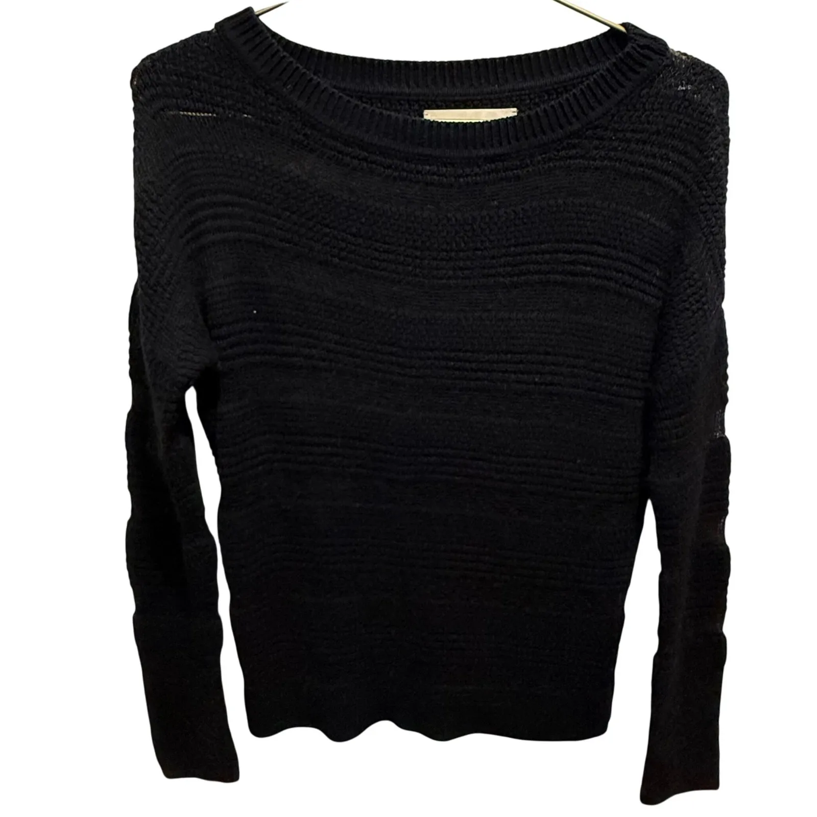 Brochu Walker Size P Open Weave Sweater Black Cashmere Wool Mohair Quiet Luxury - Image 10