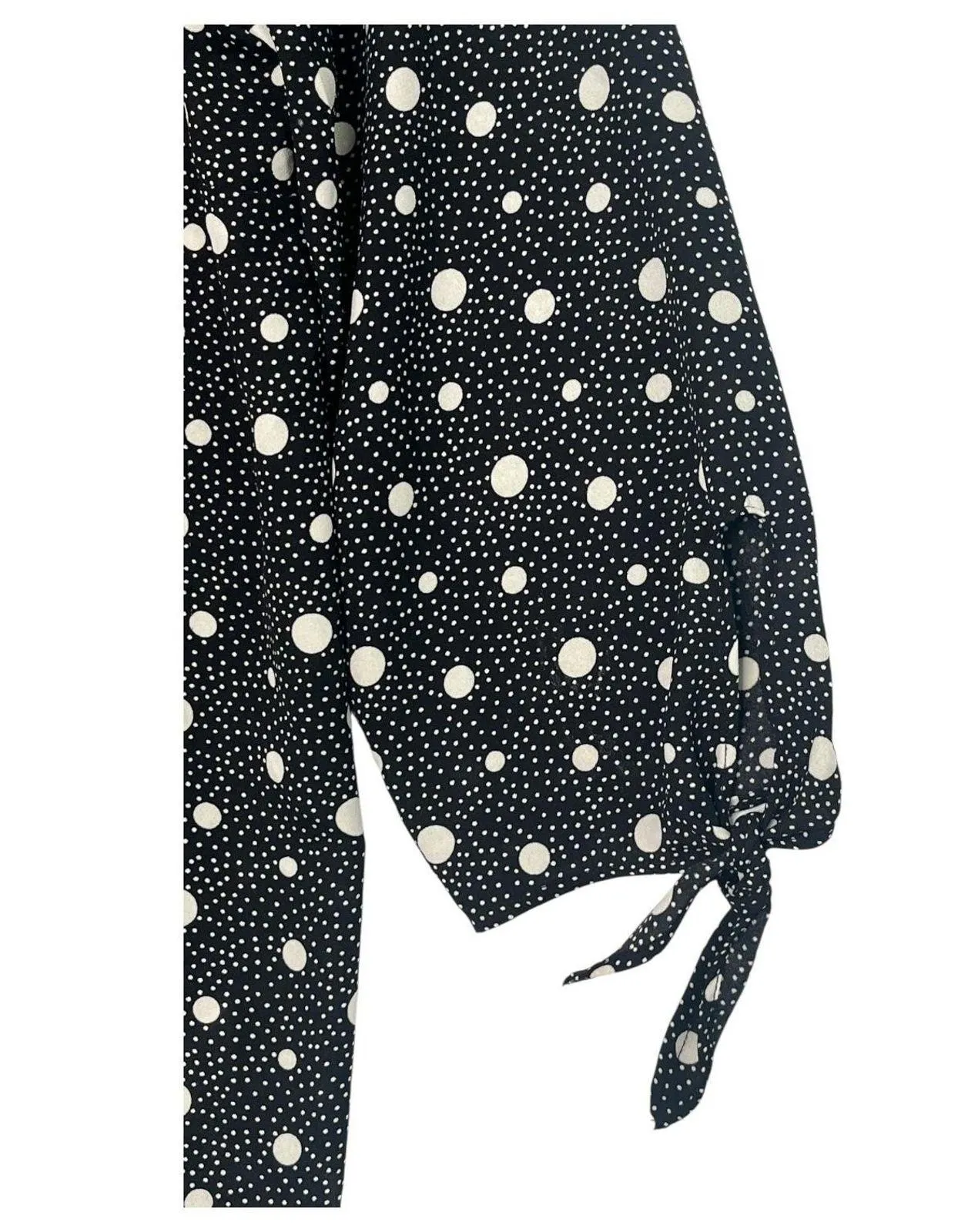 Talbots Top Womens Large Petite Black White Polka Dot 3/4 Sleeve Blouse Classic - Image 4