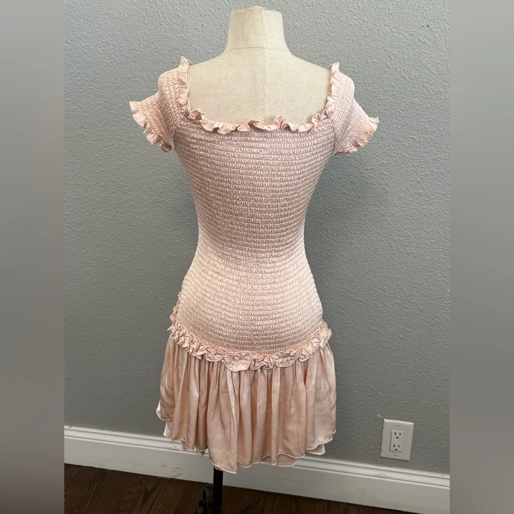 Donna Mizani Off The Shoulder Lolita Blush Pink Mini‎ Dress Size Small EUC - Image 6