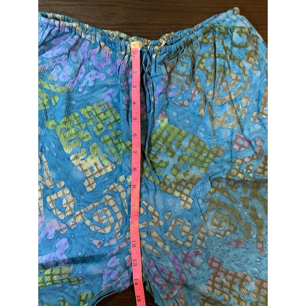 Sun Aguna Indonesia Batik Pants OS‎ Rayon Blue Beachy Vacation Travel Comfort Size undefined - Image 11