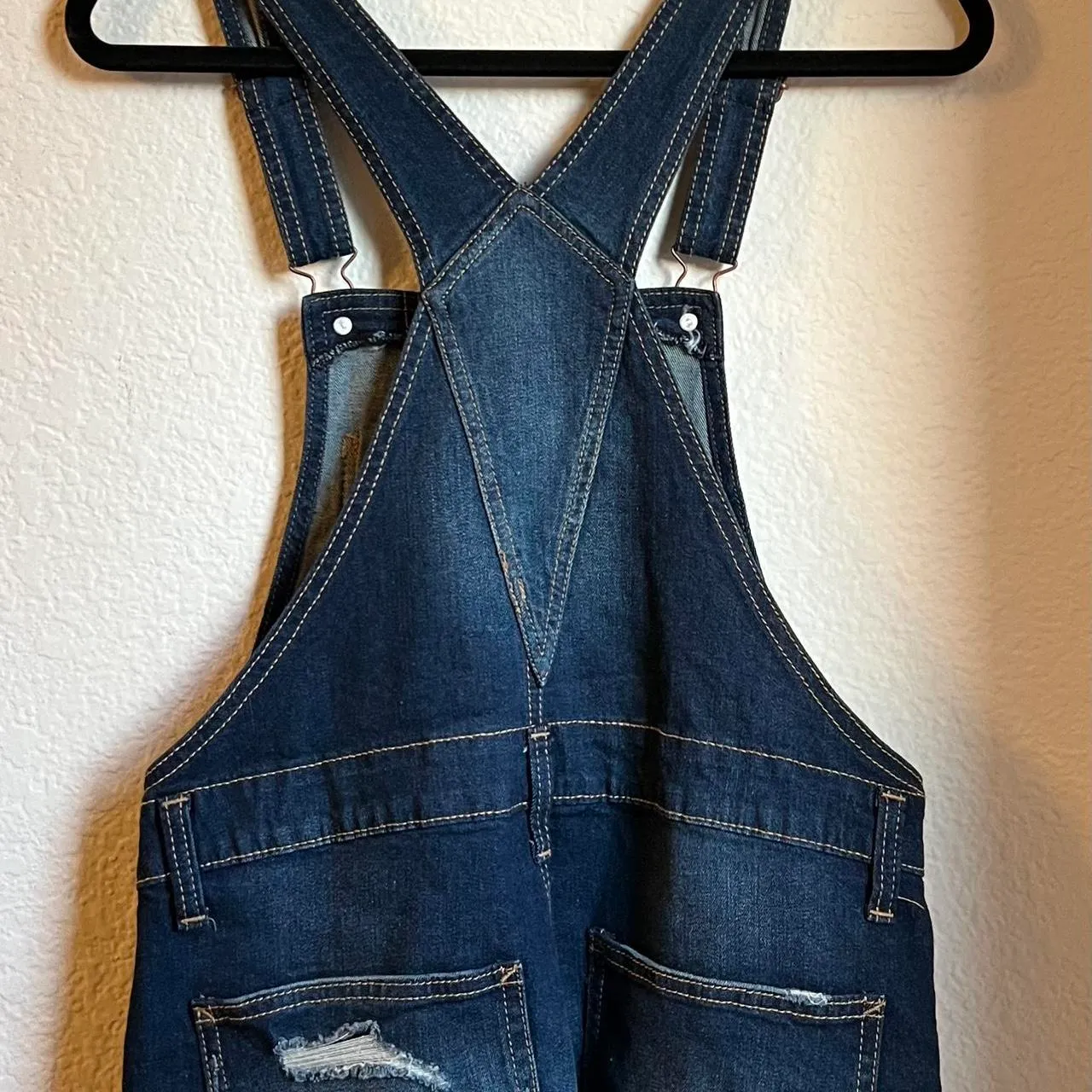 Distressed Overalls Dark Wash - Image 3