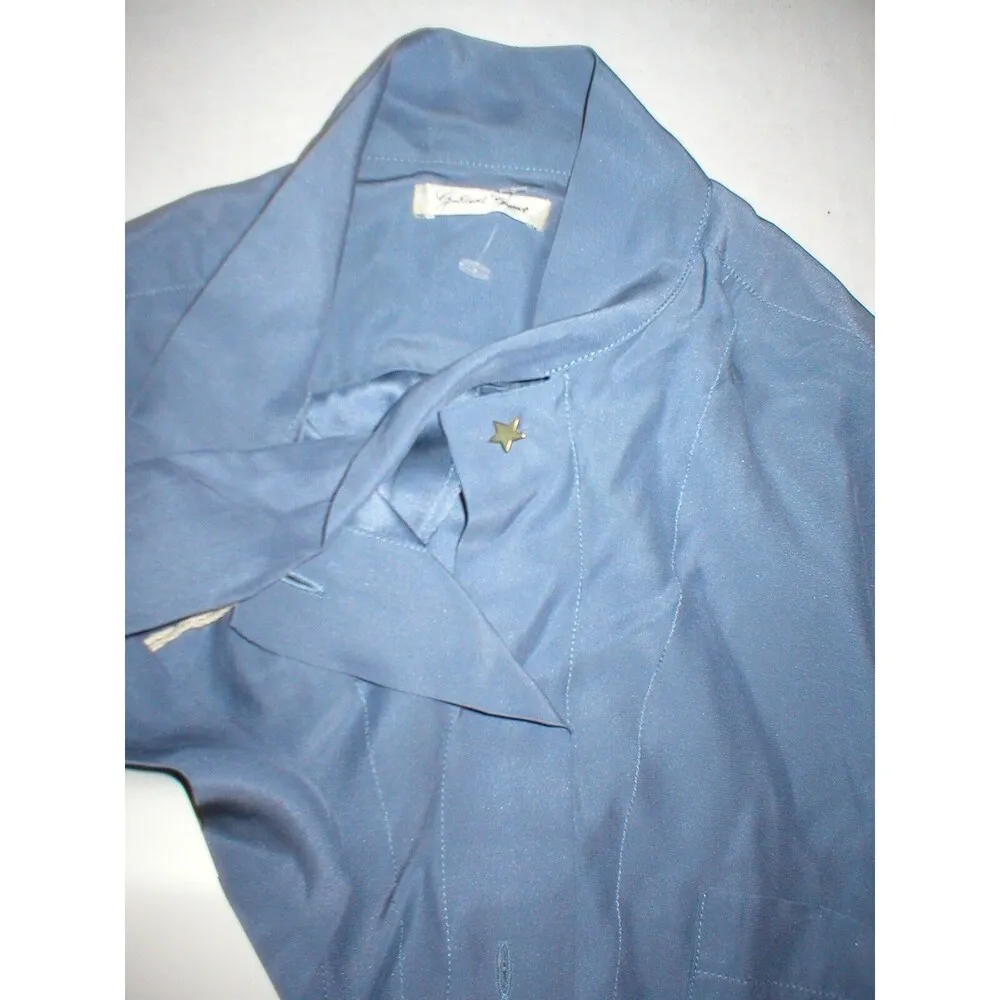 New NWT Womens Italy XS Designer Silk Blouse Top Gray Purple Golden Goose Bow - Image 8