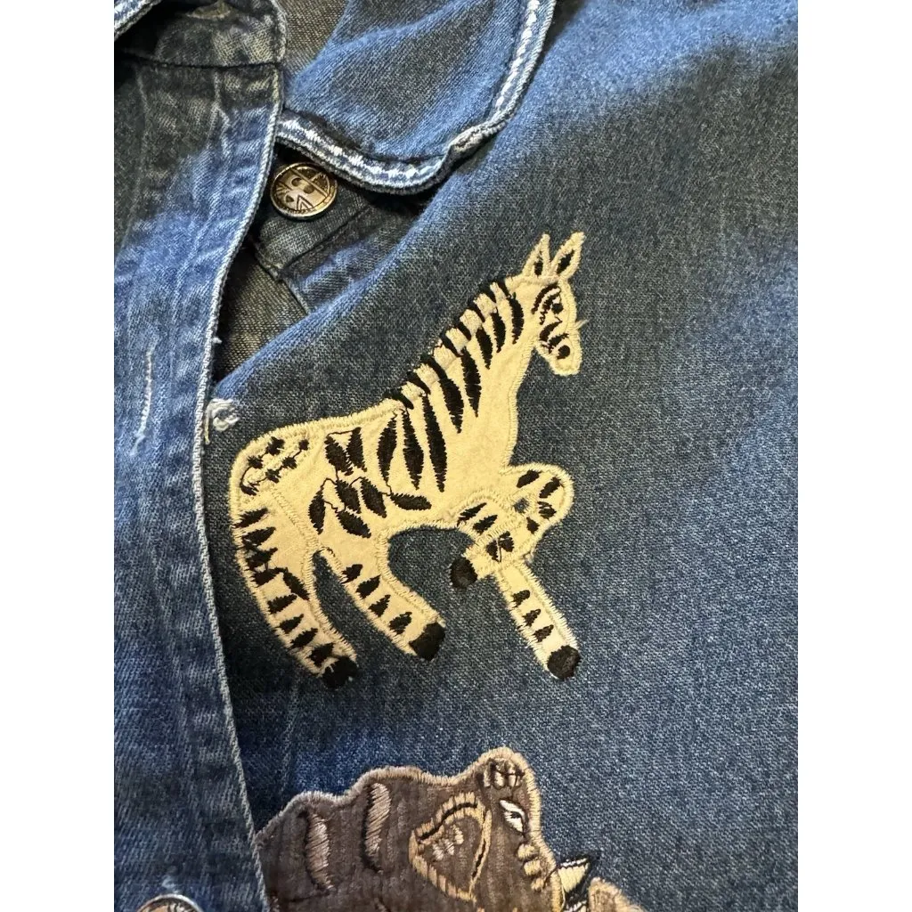 Keren Hart Denim Shirt Women Size Small Embroidered‎ Long Sleeve Safari Read Blue - Image 8