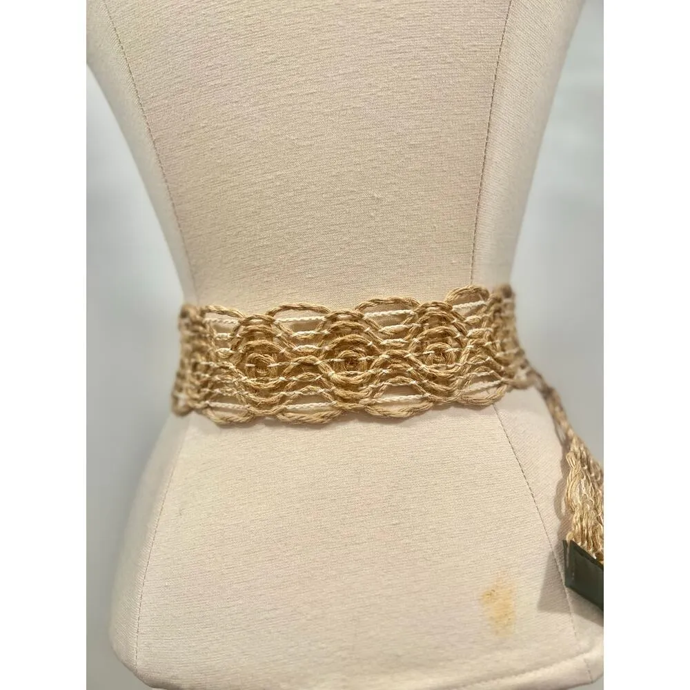 NWOT Womens Boho Hippie Woven Coconut shell Jute Rope Wide Belt One size - Image 5