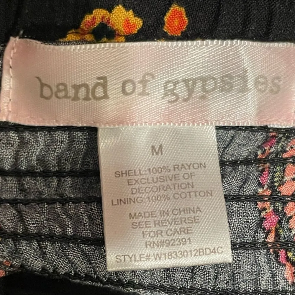 Band of Gypsies Abstract Halter Mini Dress Black Orange with Pockets Medium - Image 6