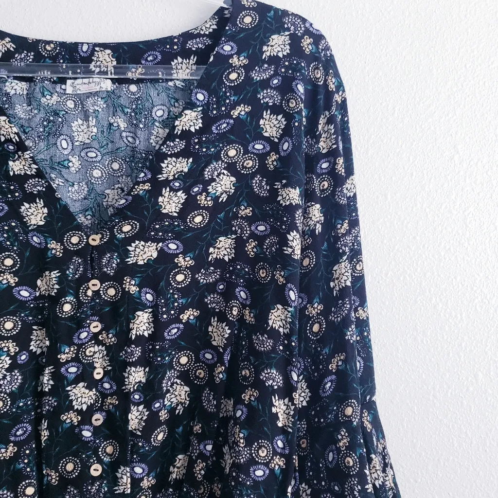 Free People Shes Dainty Long Bell Sleeve Floral Thong Bodysuit New Without Tags - Image 4