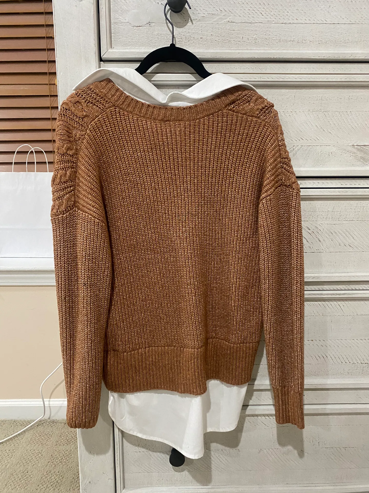 Rachel Zoe Cable Knit Collared Layered Sweater - Image 2