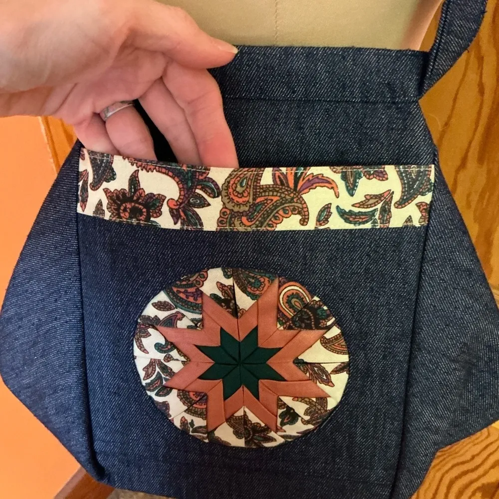 Vintage handmade patchwork denim purse Blue - Image 5