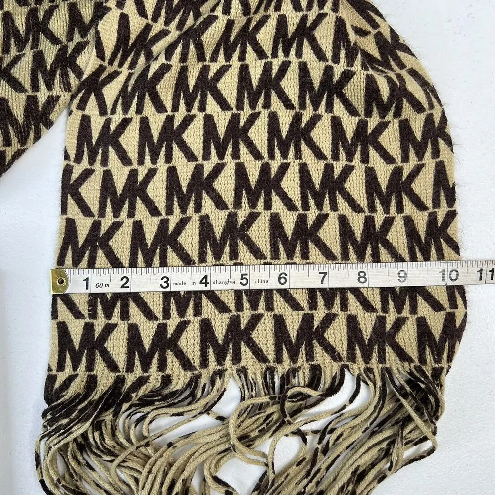 Michael Michael Kors Logo MK Knit Fringe Scarf 10 x 94 In Designer Soft Cozy - Image 6