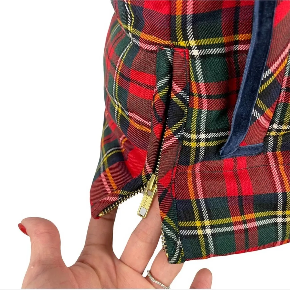 J. Crew Tartan Plaid Mountain Puffer Velvet Trim Vest Red Green Size Small H2712 - Image 15