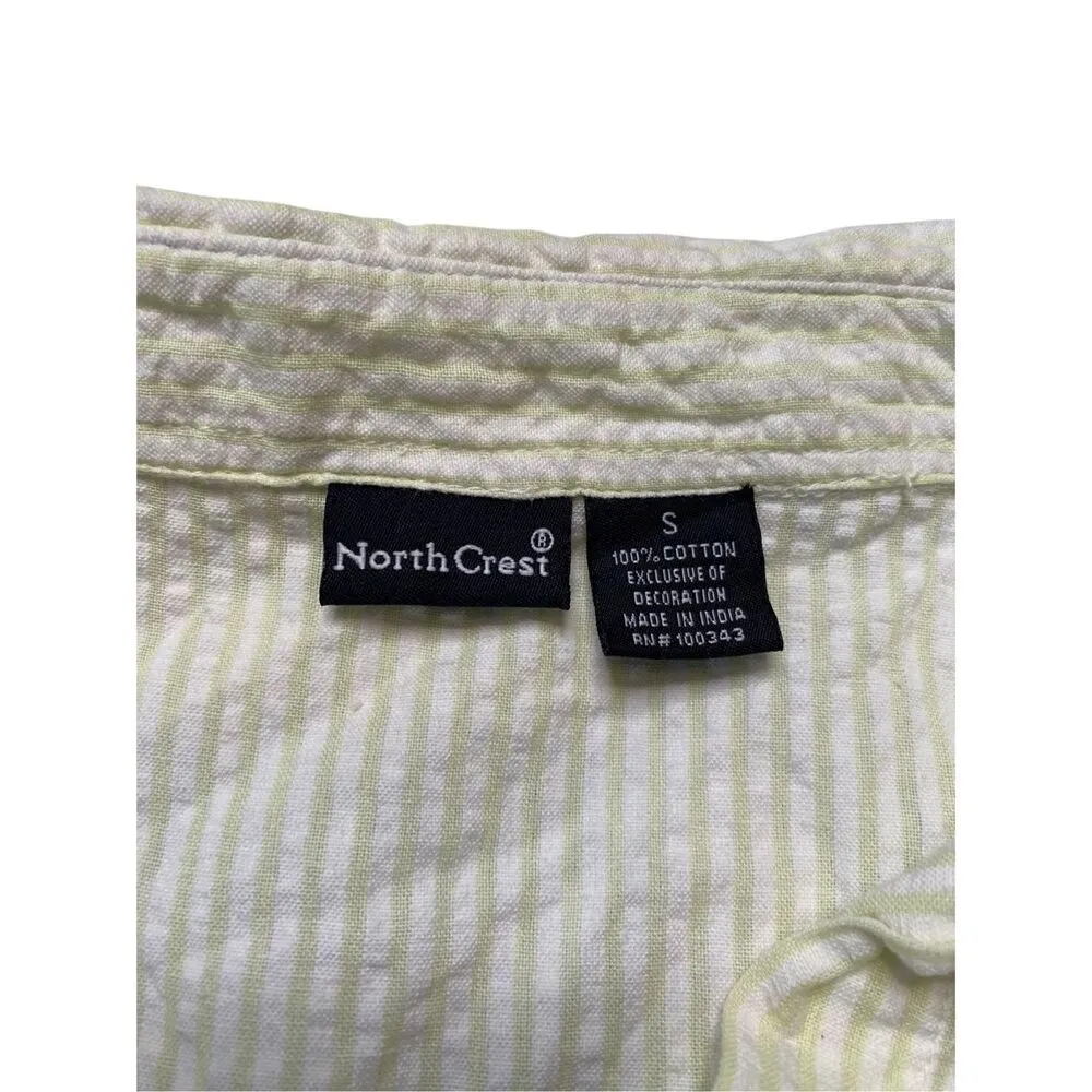 Vintage NorthCrest Butterfly Striped Collared Tank Top Button Up Size Small White - Image 8