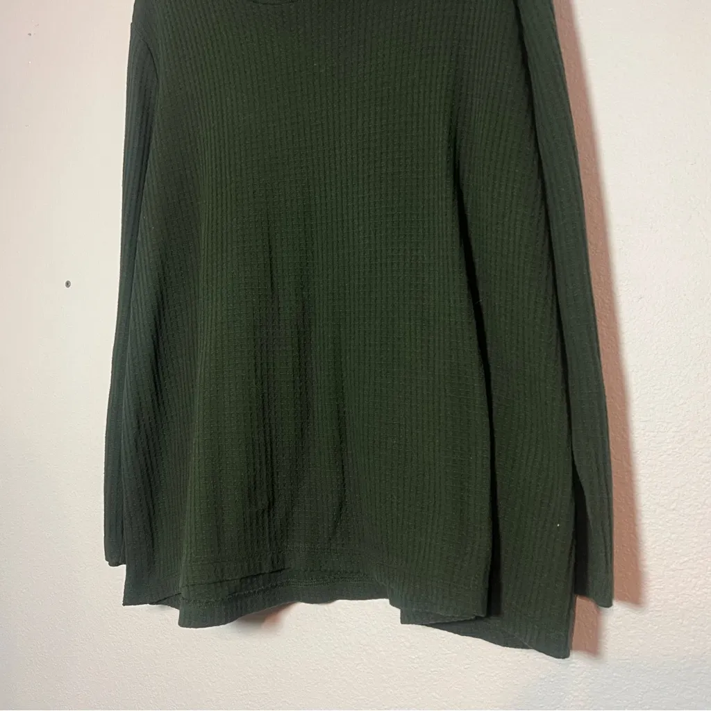 J. Jill Waffle Knit Top Shirt Sweater Dark Green Cowl Neck Size XL - Image 2