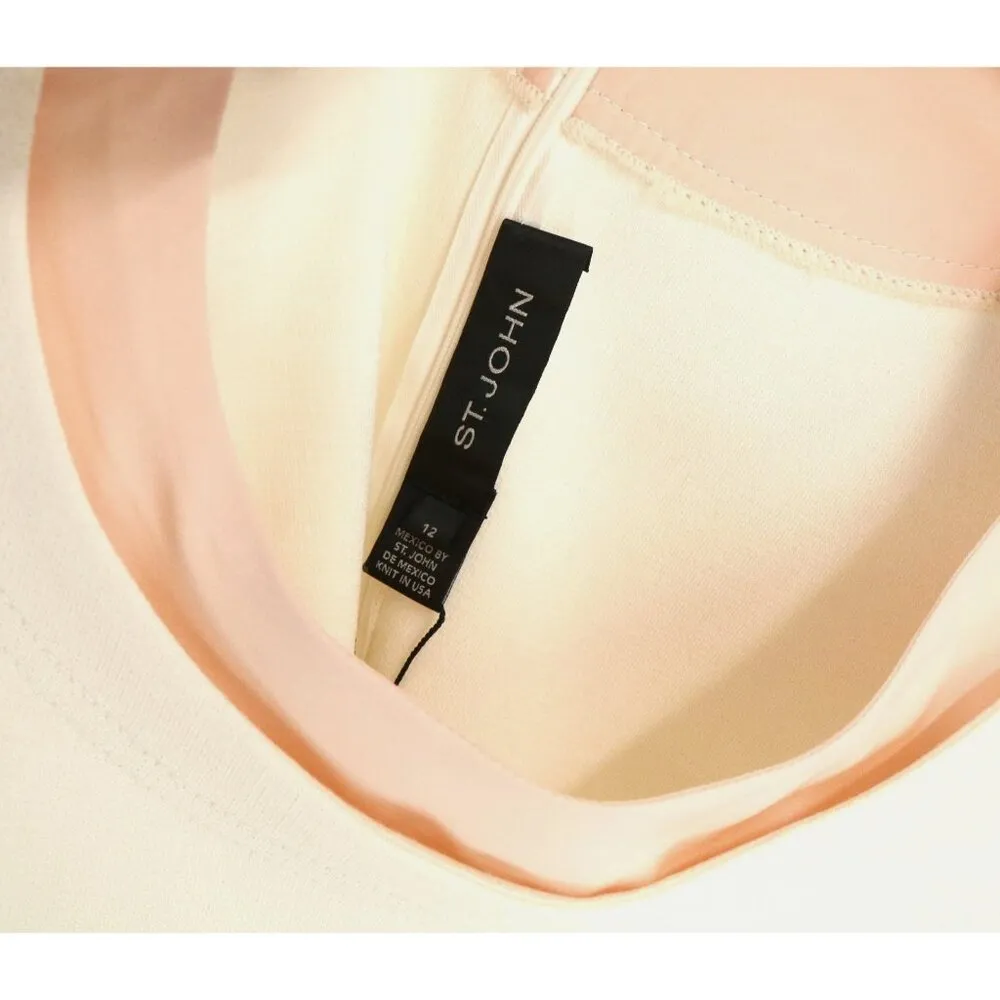 NWT St. John Cream Kit Pink Silk Trim Short Sleeve Tunic Top 12 - Image 7