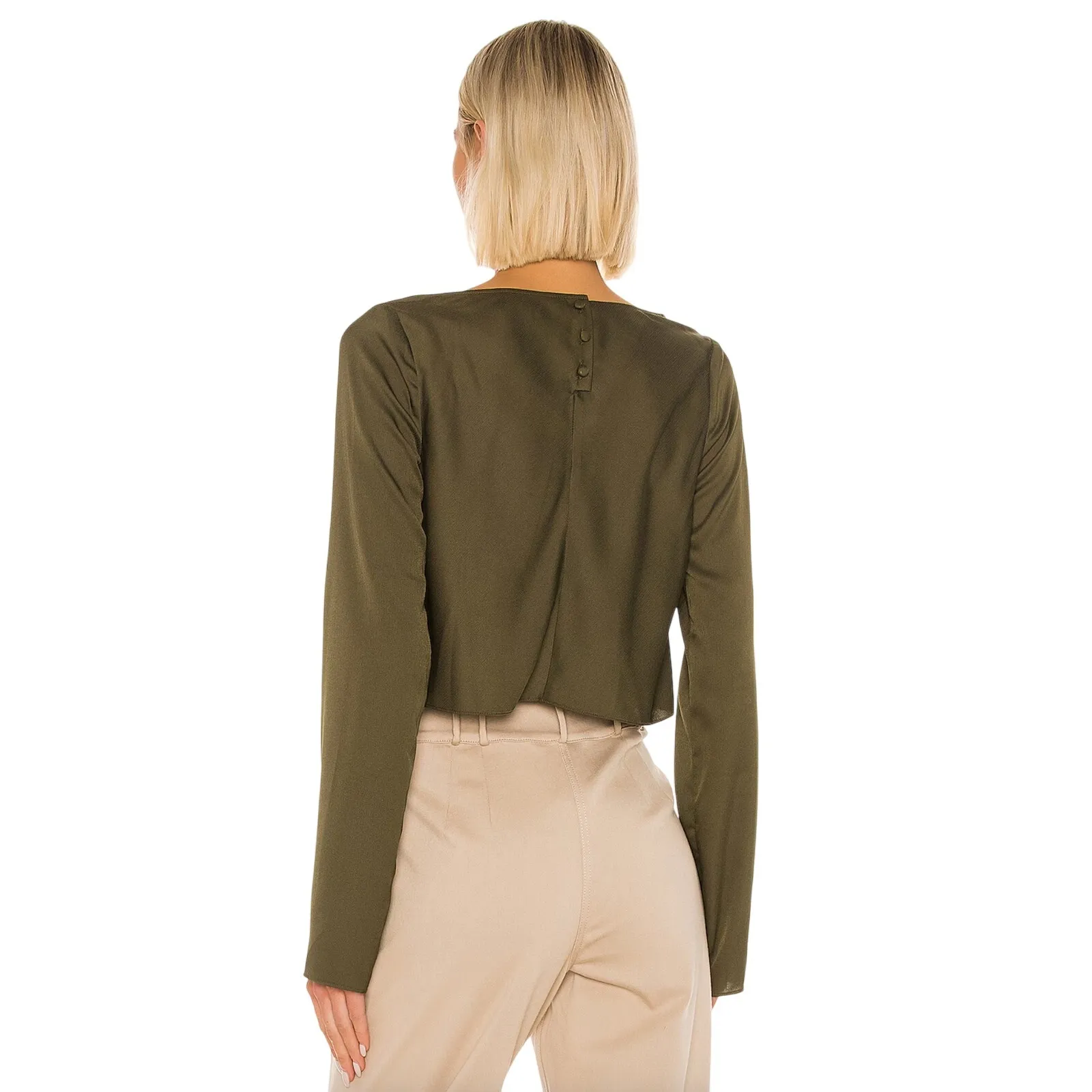 L'Academie The Florina Top in Olive Green Size Large - Image 3