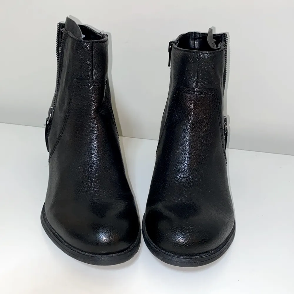 Nine West Women's Celinna Black Leather Studded Double Zip Western Ankle Boots - Image 2