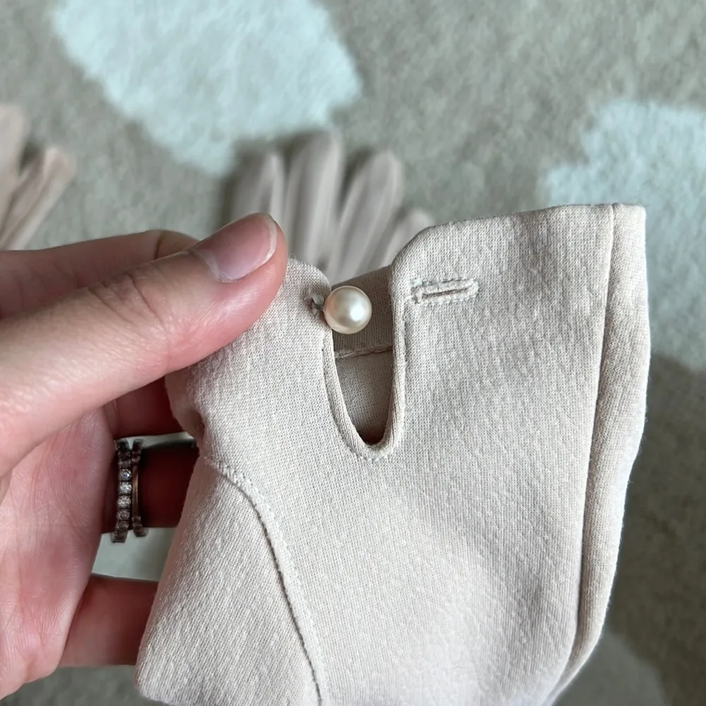 Vintage cotton blush pink short gloves Tan - Image 3