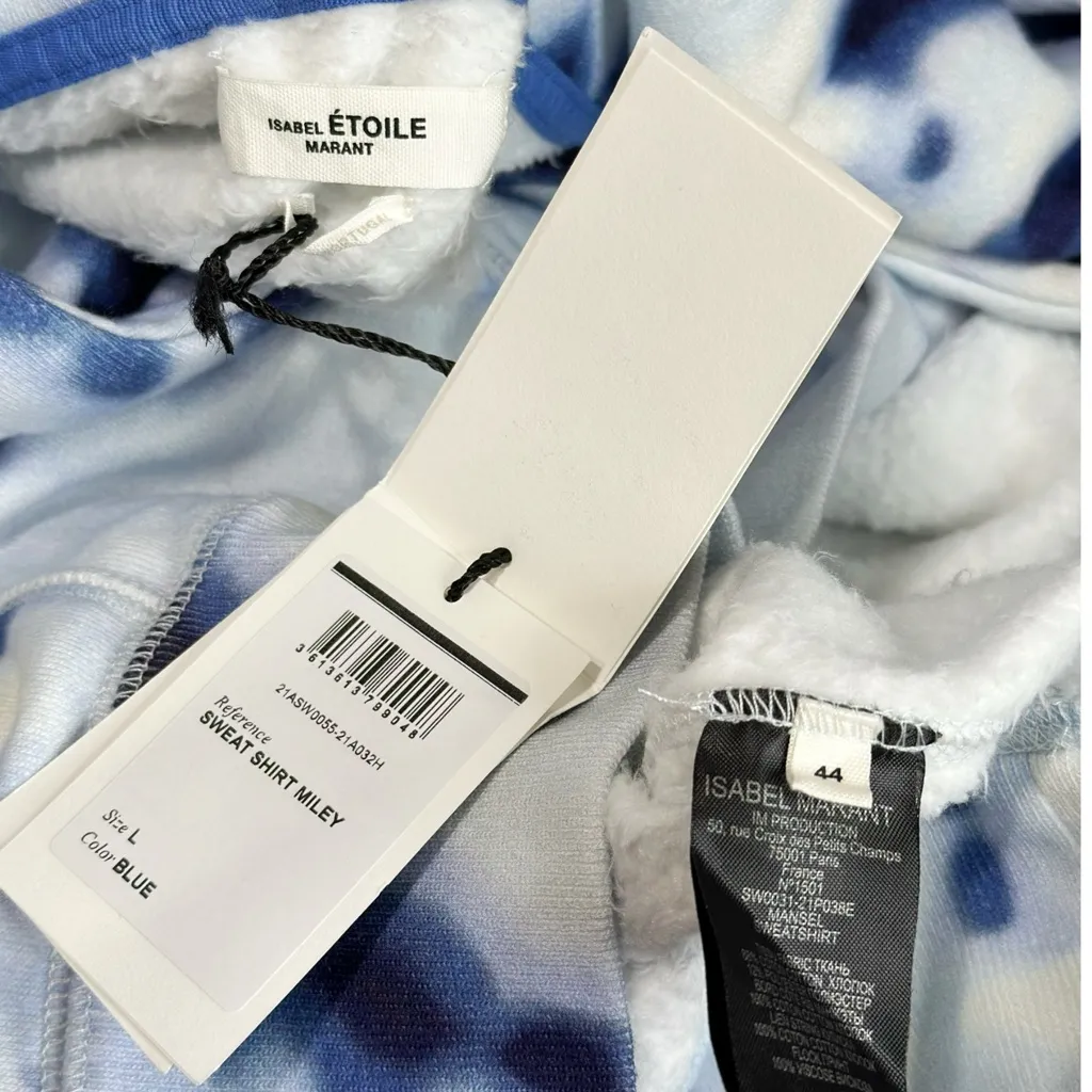 ISABEL MARANT Miley Hooded Sweatshirt, Blue Tie Dye, Large - Image 10