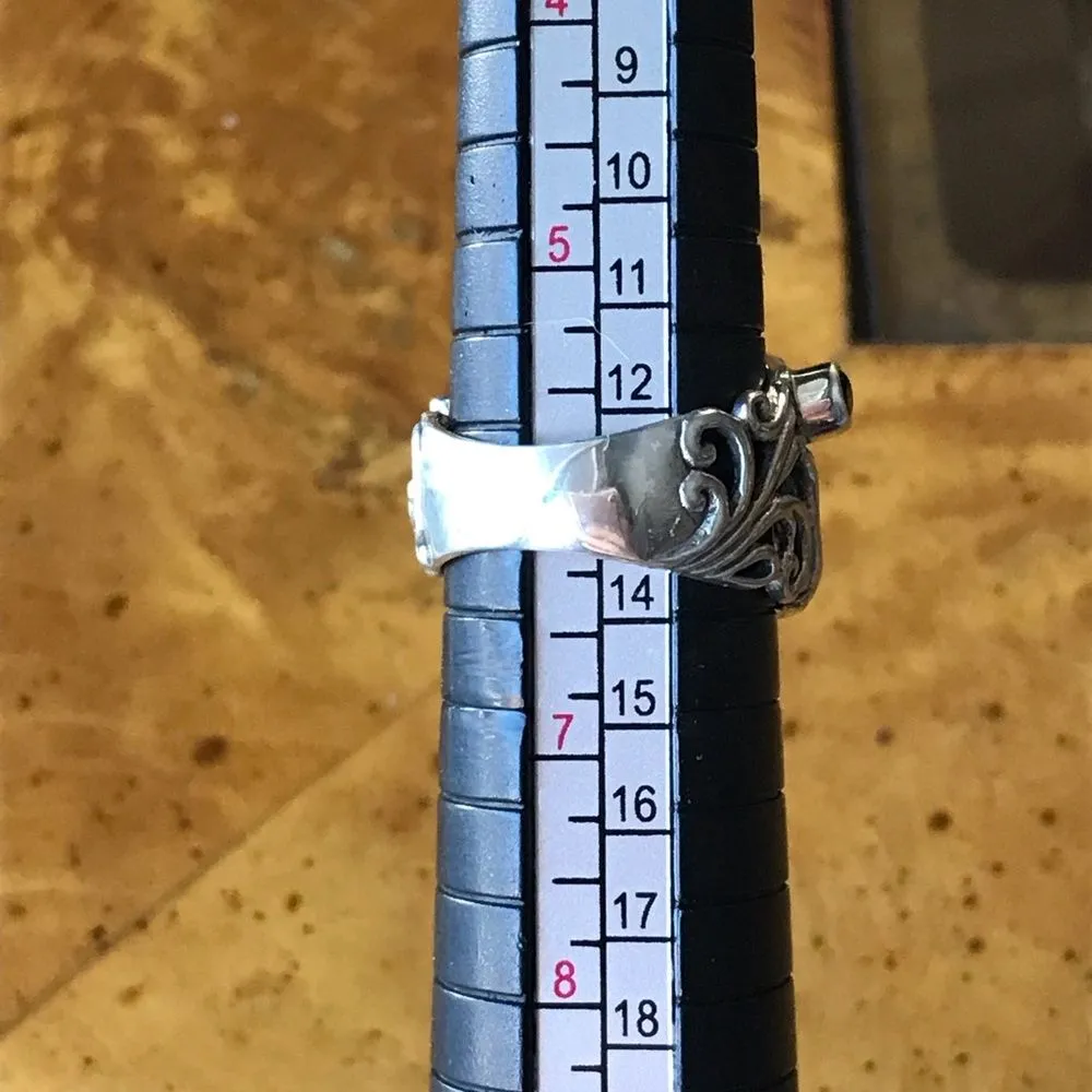 Natural Kyanite Chrome Diopside Garnet Sterling Silver Dolphin Ring Size 6 - Image 4