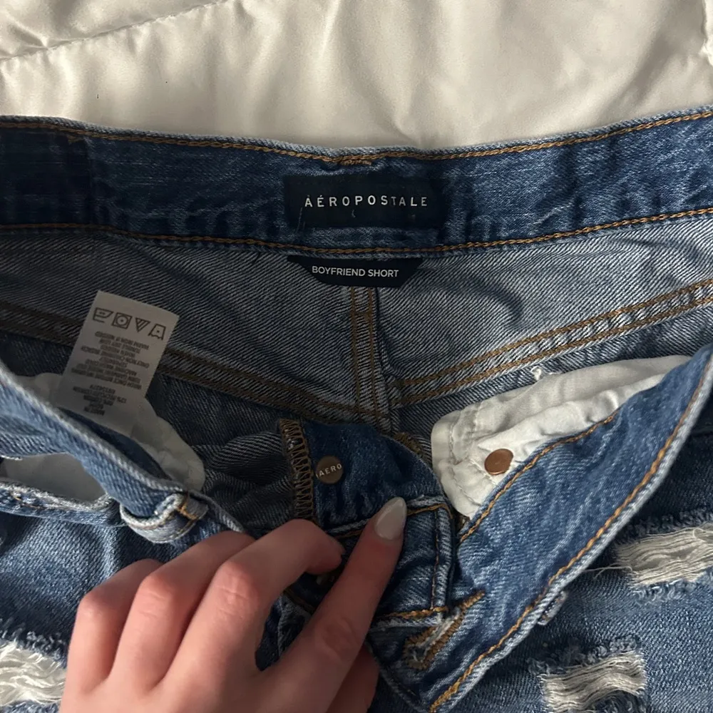 Aeropostale Blue Distressed Jean Shorts - Image 2