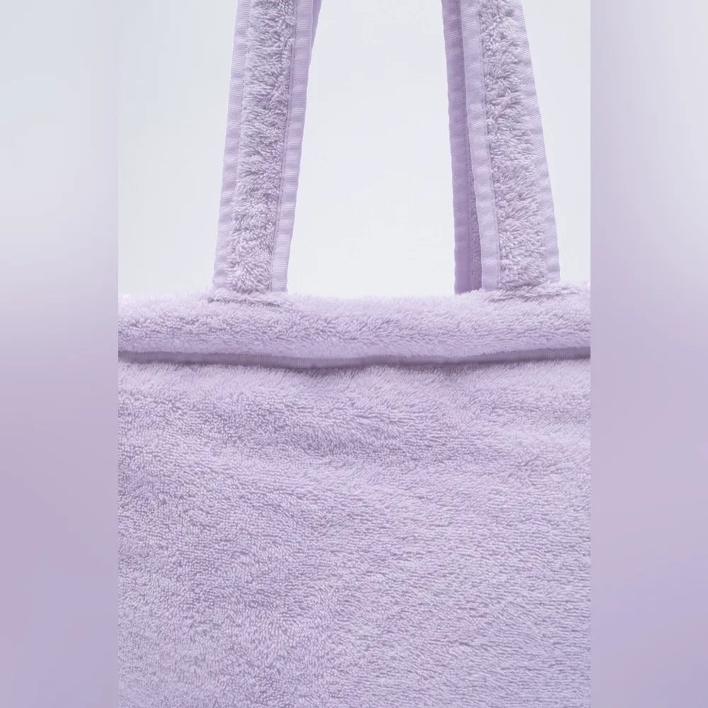 Zara MAXI TERRY Cloth TOTE SHOULDER Large BAG Purple NEW - Image 8