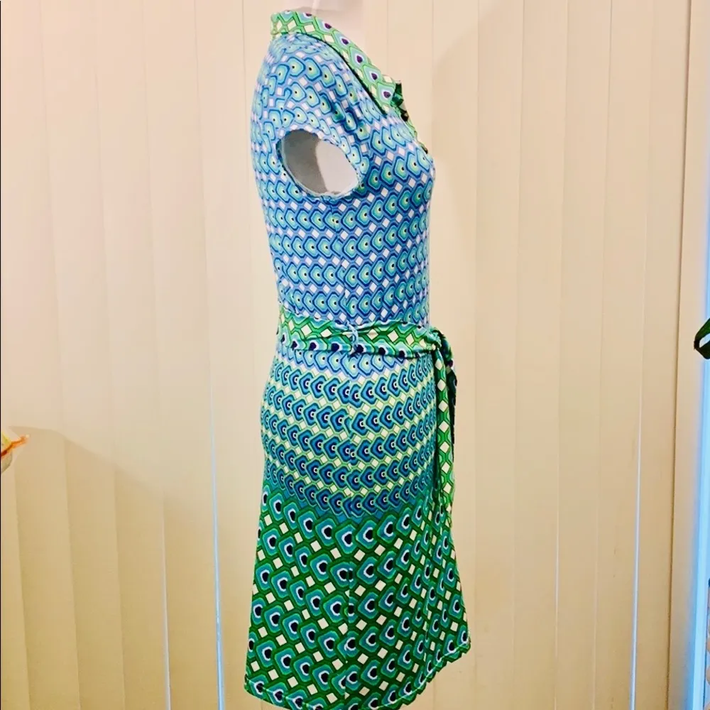 LAUNDRY by Shelli Segal blue/green geometric print dress. - Image 2