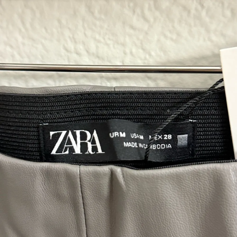 NWT Zara High Waisted Faux Leather Skinny Leggings Pants Gray Size Medium M - Image 6