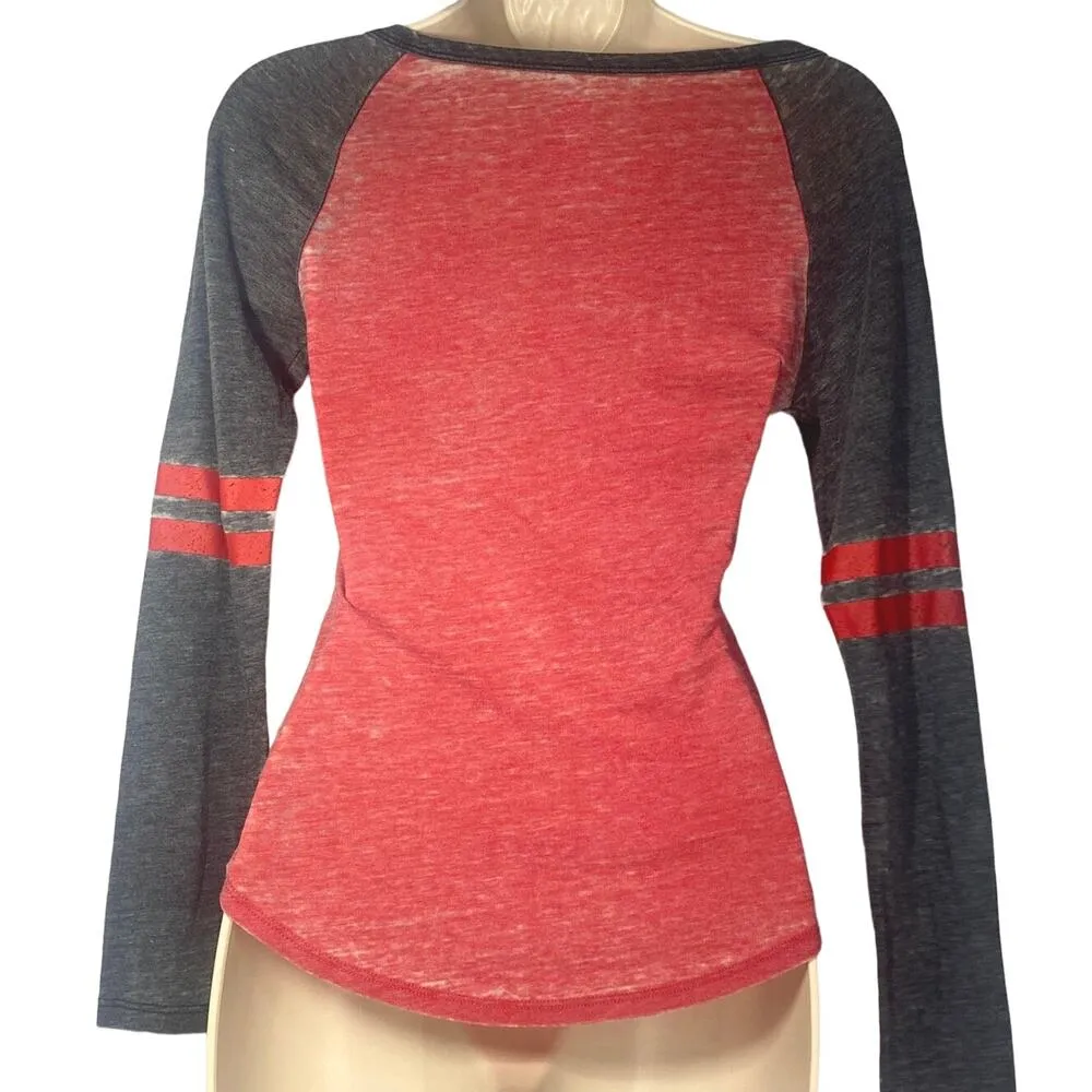 Team Athletics Ohio State Buckeyes Long Sleeve Graphic Sparkle Tee women sz L - Image 4