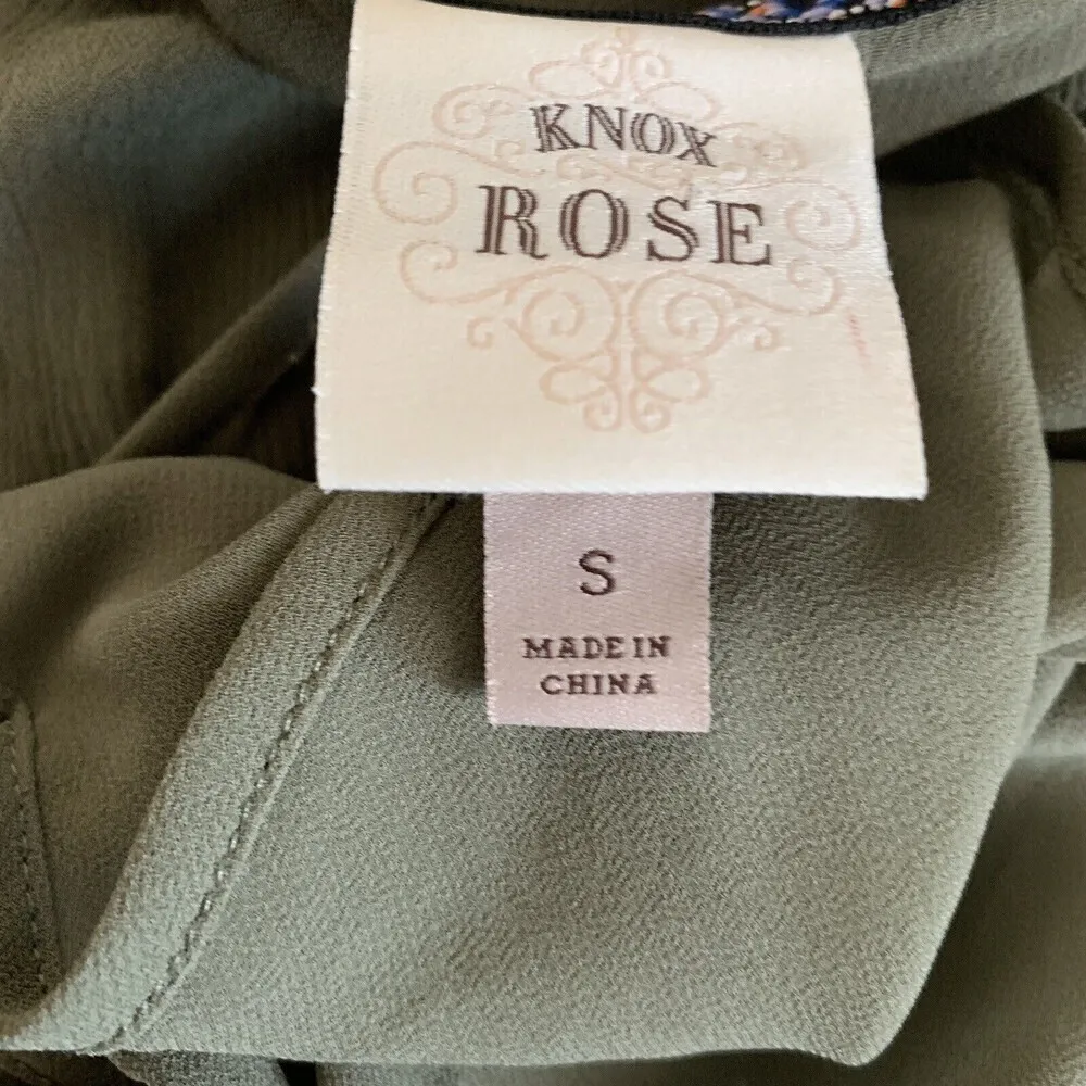 Knox Rose Womens Size Small Green Printed Gauze Rayon Sundress Dress - Image 4