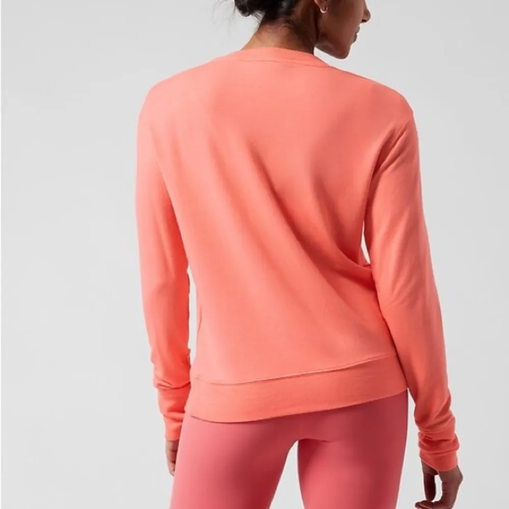 Athleta Sunrise V Neck Sweatshirt Orange V Neck Pullover - Image 2