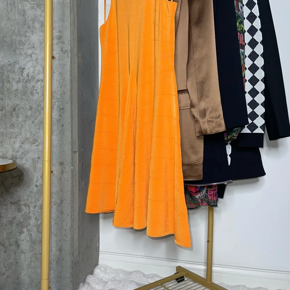 New Ted Baker Orange Salny Stretch Knit Fit + Flare Sleeveless Mini Dress - Image 6