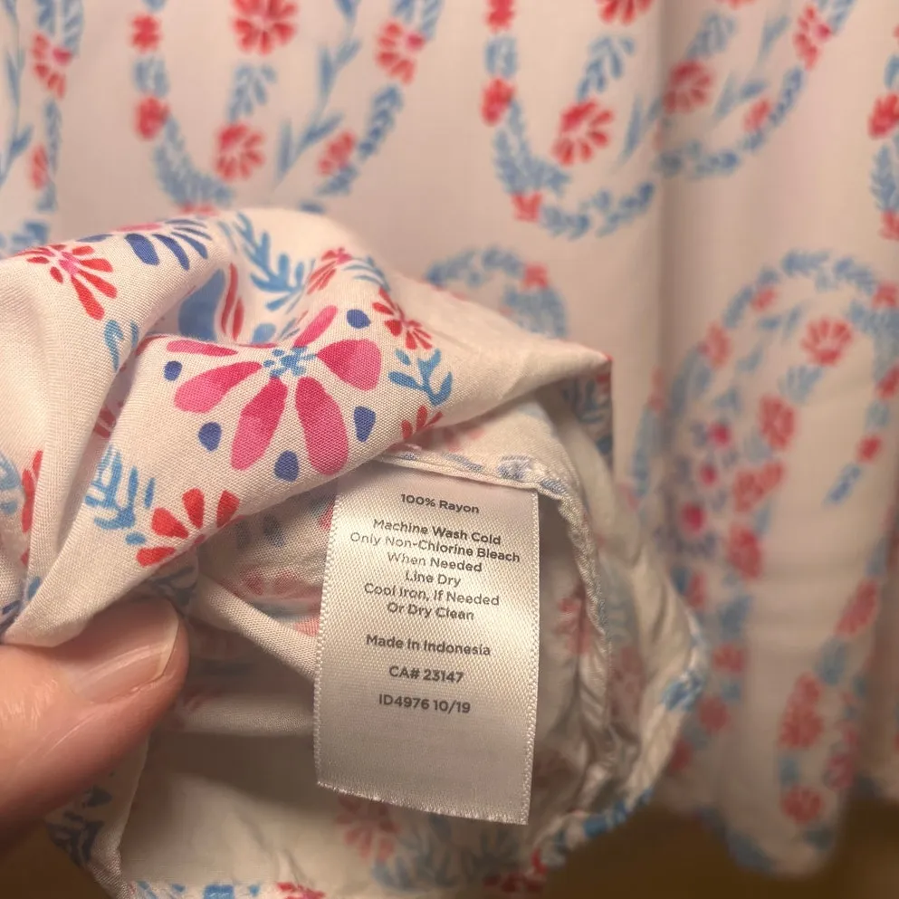 Talbots Scandinavian Floral Peasant Top Ruching Elastic Cuff Womens Size XLP - Image 5