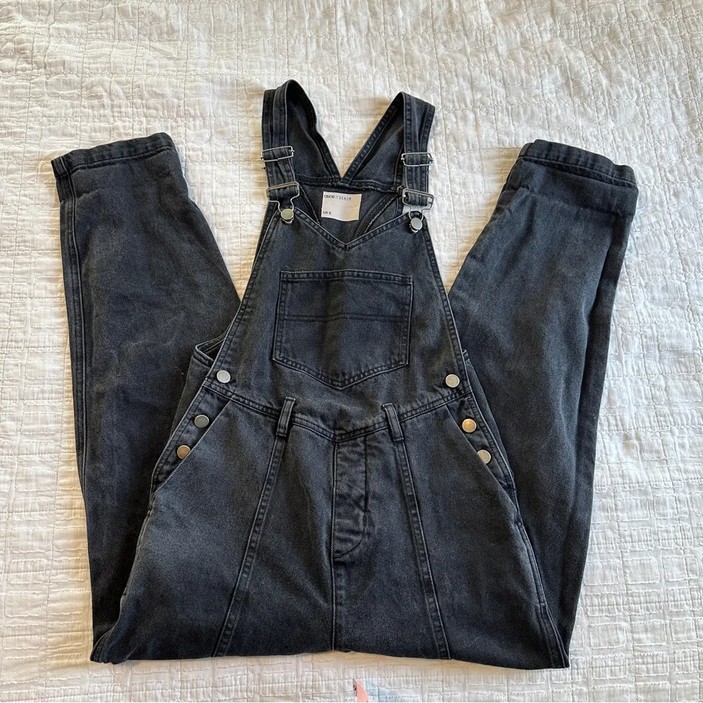 ASOS Baggy Black Denim Overalls 2 - Image 2
