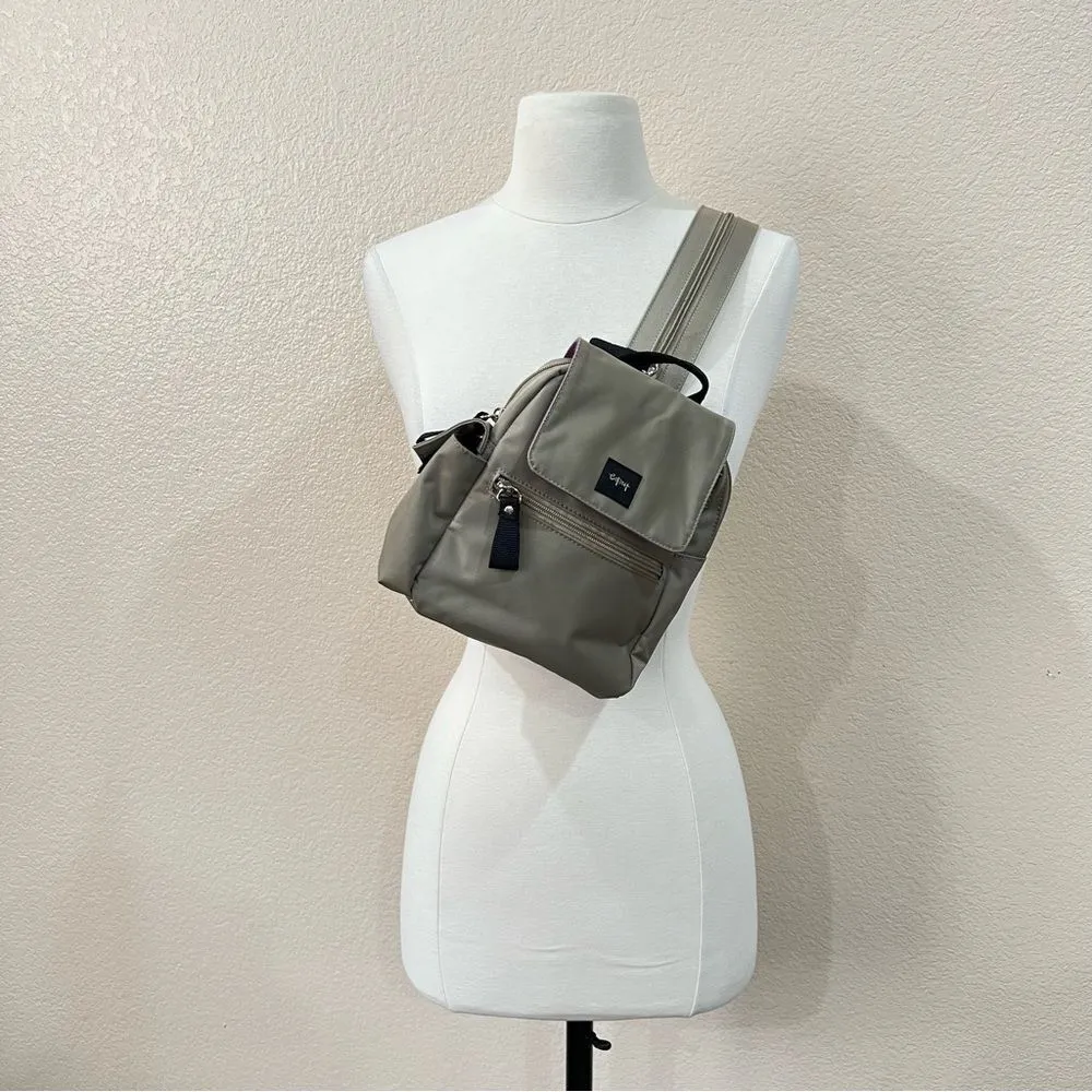 Tan Nylon Mini Convertible Sling Backpack - Image 14