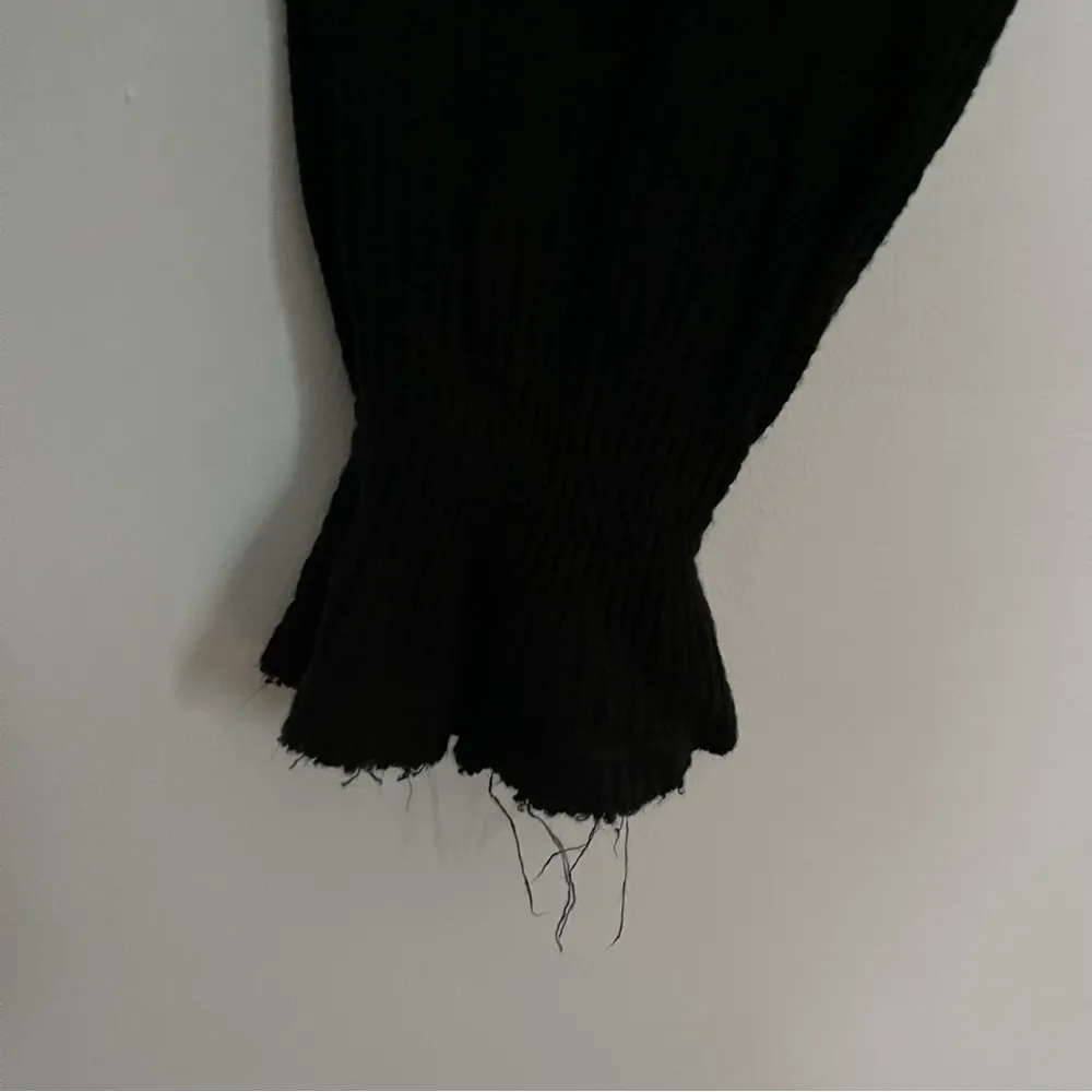 Free People Soul Mate Black Waffle Crochet Knit Sweater Size Small - Image 13