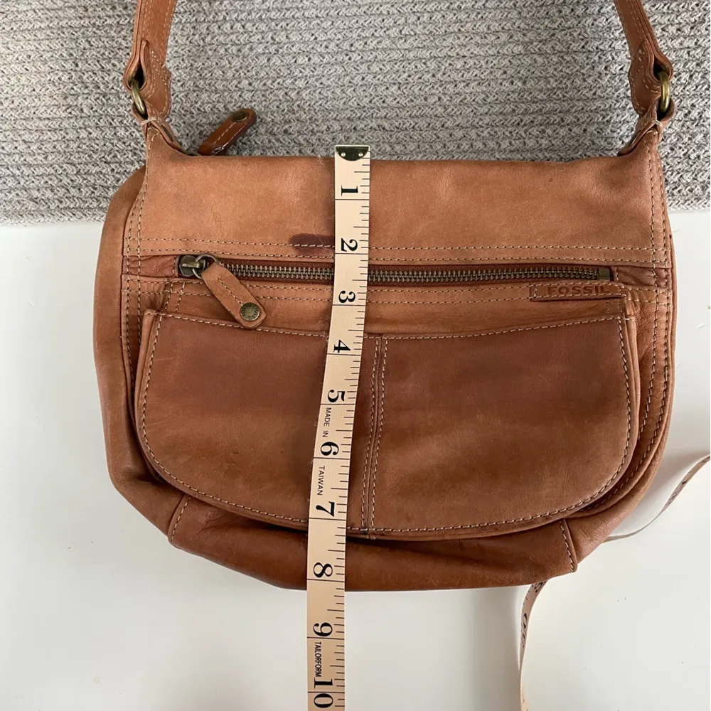 Fossil Cognac Tan Leather Shoulder Bag Purse Y2K - Image 10