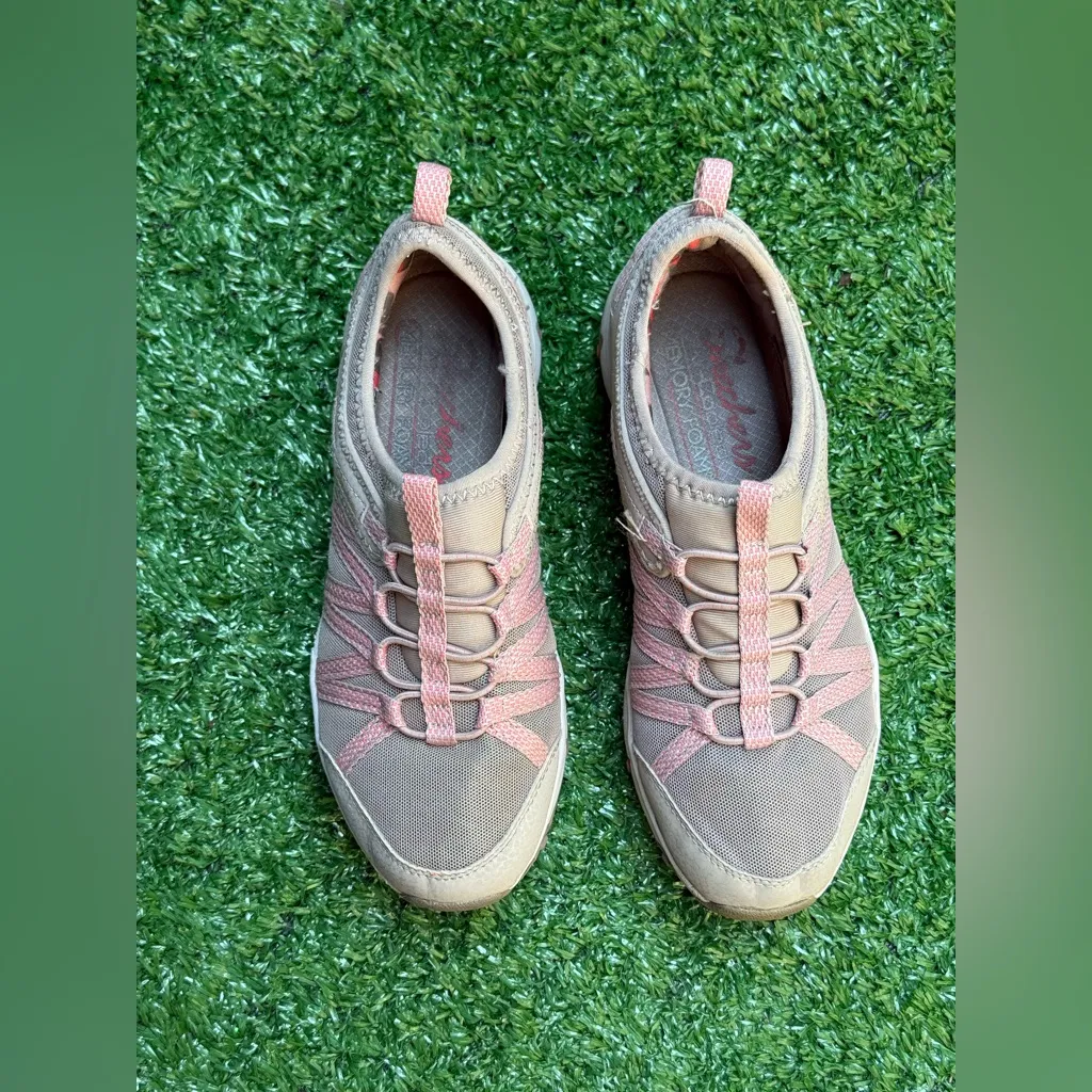 Skechers Women's Memory Foam Seager Hiker Gatewood Slip on Taupe Coral Sneakers - Image 2