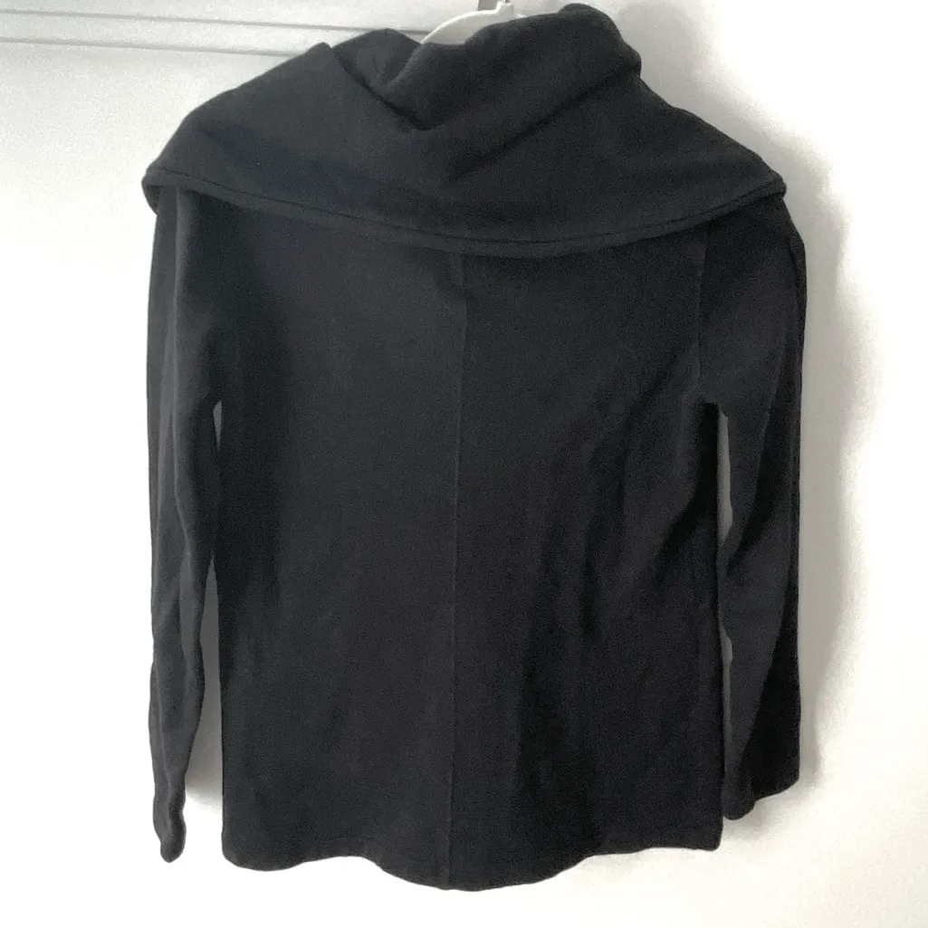 Beyond Yoga Black Fleece Jacket Womens Small Oversized Shawl Collar Drape Sporty - Image 7