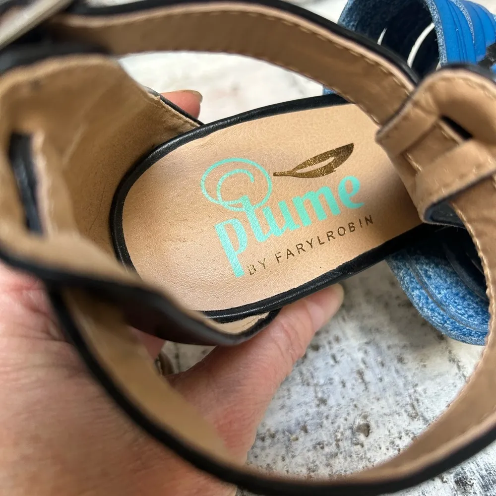 FarylRobin Blue Orange Strappy Sandals Stack Heel Ankle Strap Shoes Size 8 - Image 4