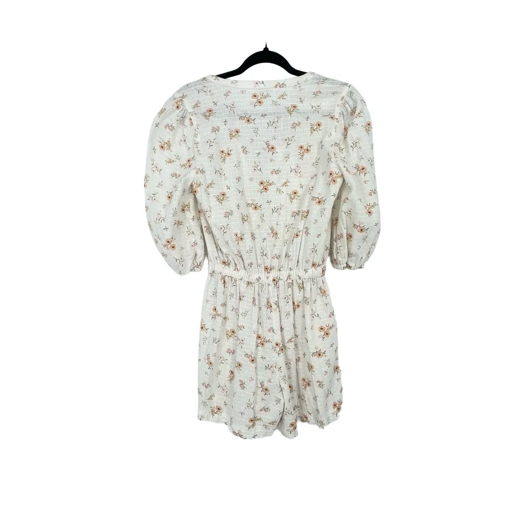 Mary Lawless Lee X Splendid Womens Puff Sleeve Elastic Waist Zip Front Romper XS - Image 12