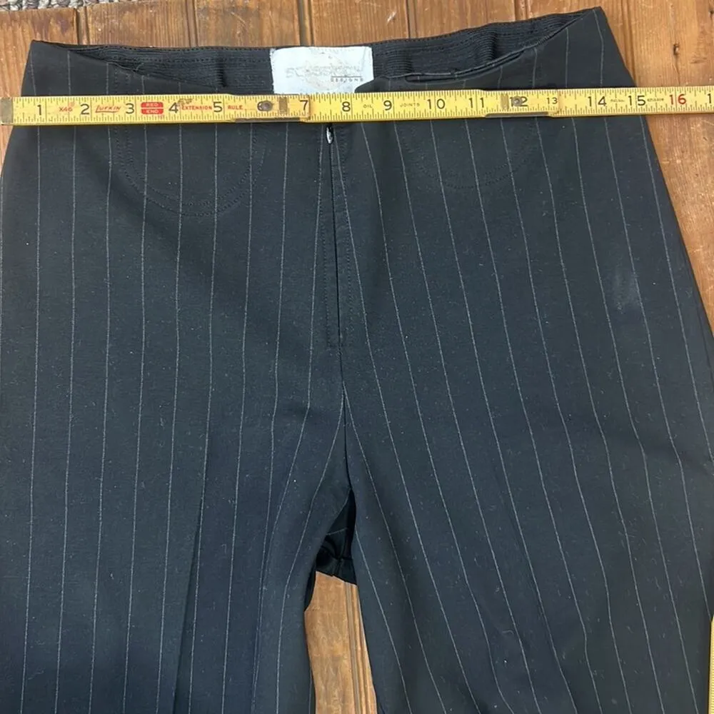 Vintage Equestrian Designs black wide leg high rise pin stripe pants size 6 - Image 6